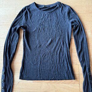 ZARA WOMANS BLACK / DARK GRAY LONG SLEEVE SHIRT TOP SIZE M 0208 / 635